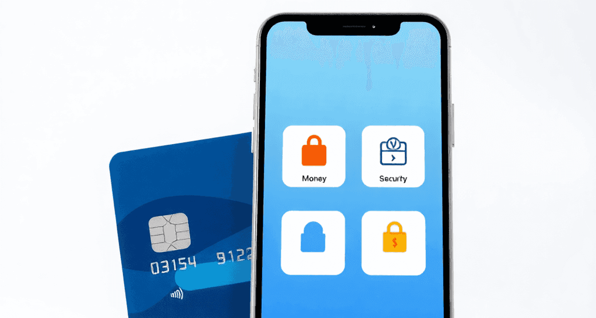 Ce înseamnă titularul unui cont bancar Prim-plan cu un card bancar și un smartphone care afișează o interfață simplificată a unei aplicații bancare, cu pictograme pentru transfer de bani...
